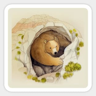 Bear Getting Ready for Winter Sleep Sticker